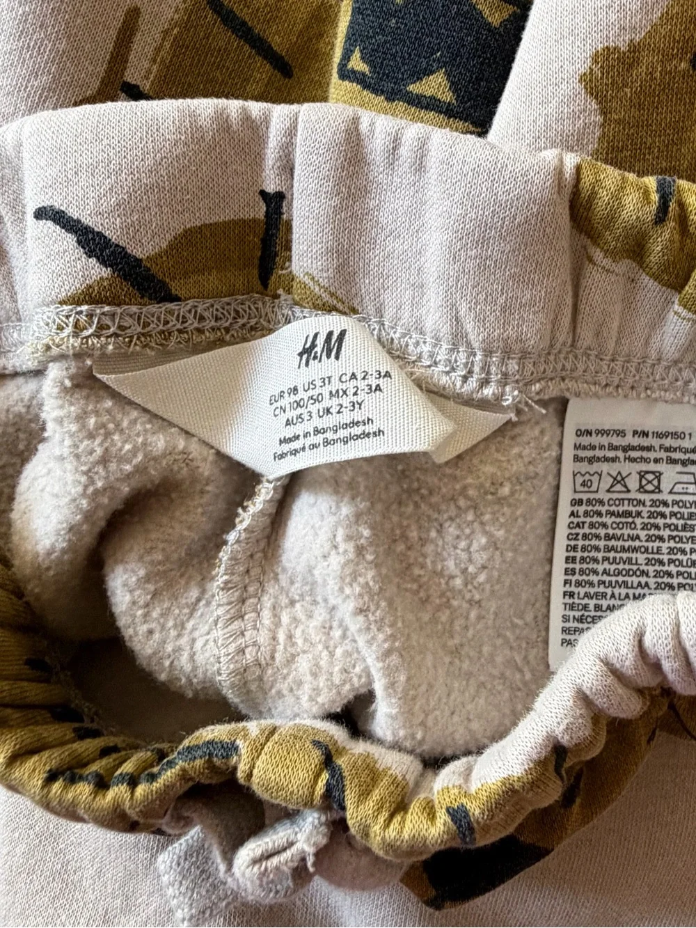 H&M Kids Lion Print Sweatshirt Jogger 2 Piece Set 2-3Y